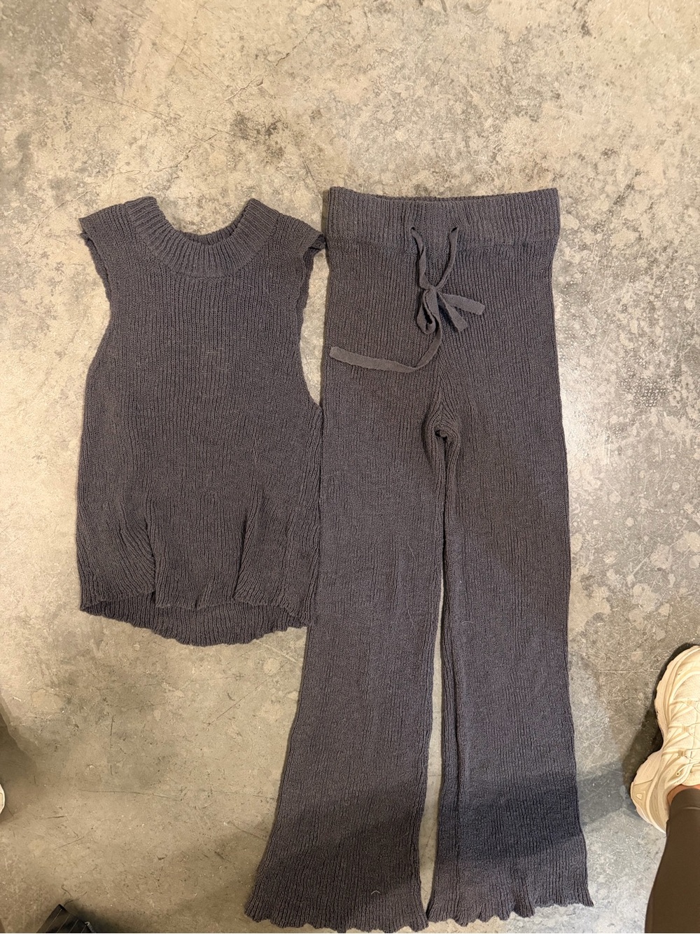 Free People Charcoal Knit Sleeveless Tank & Wide-Leg Pant Set
